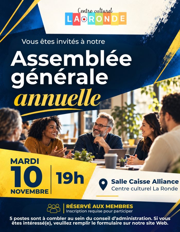 Post Instagram Evènement Réunion Assemblée Générale Moderne Bleu Jaune (1)